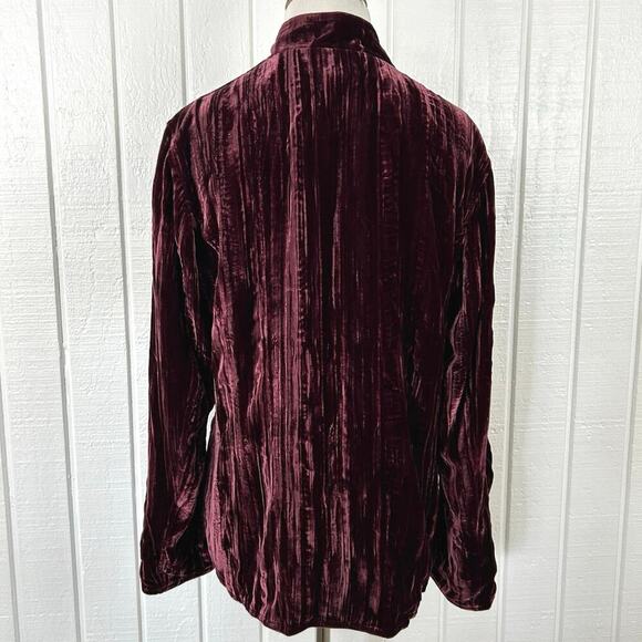 Chicos Women Long Sleeve Blazer Jacket Burgundy Holiday Fairy Goth Size Medium - Picture 7 of 8